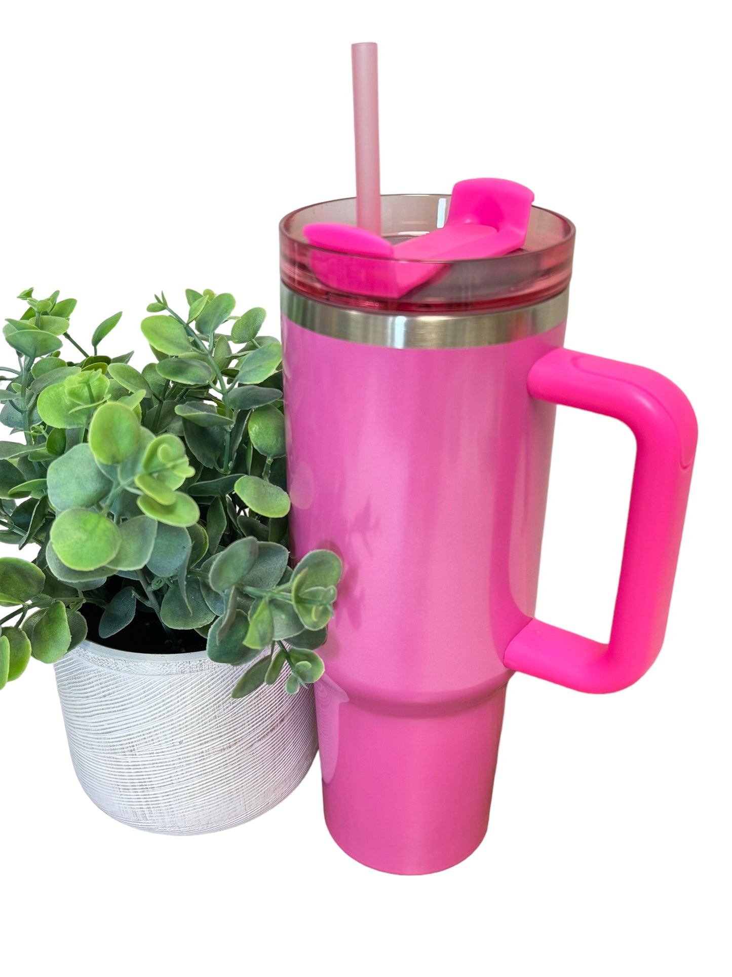 Winter Pink Shimmer Sublimation 40 oz w/ V2 Handle Tumblers