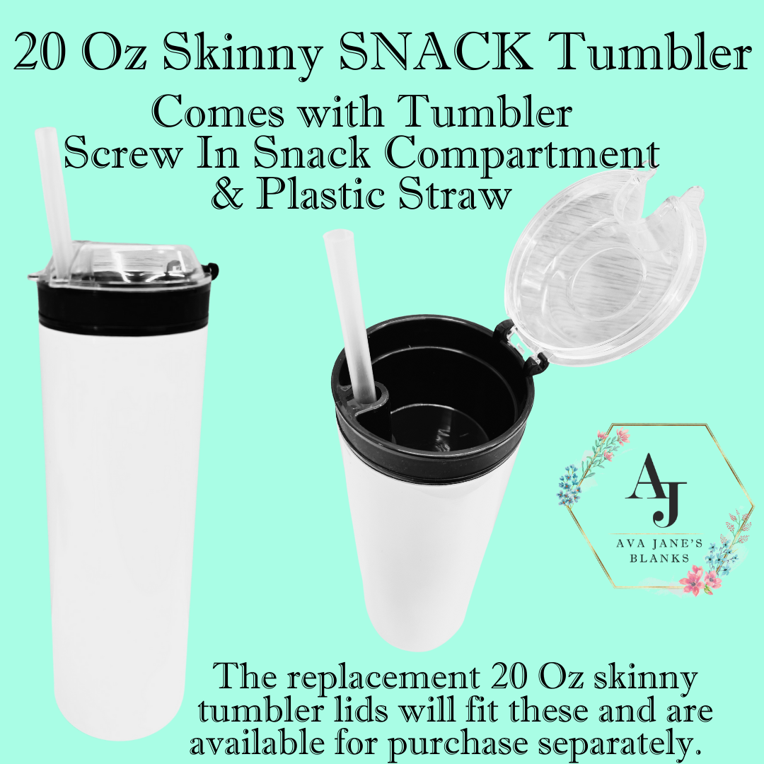 20 oz Skinny Sublimation Tumbler, Straw and slide lid included with tumblers