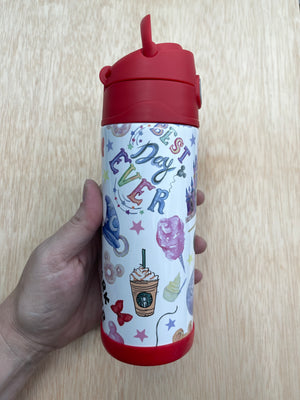 Kids 12 Oz STRAW Flip Top Bottles - Straight