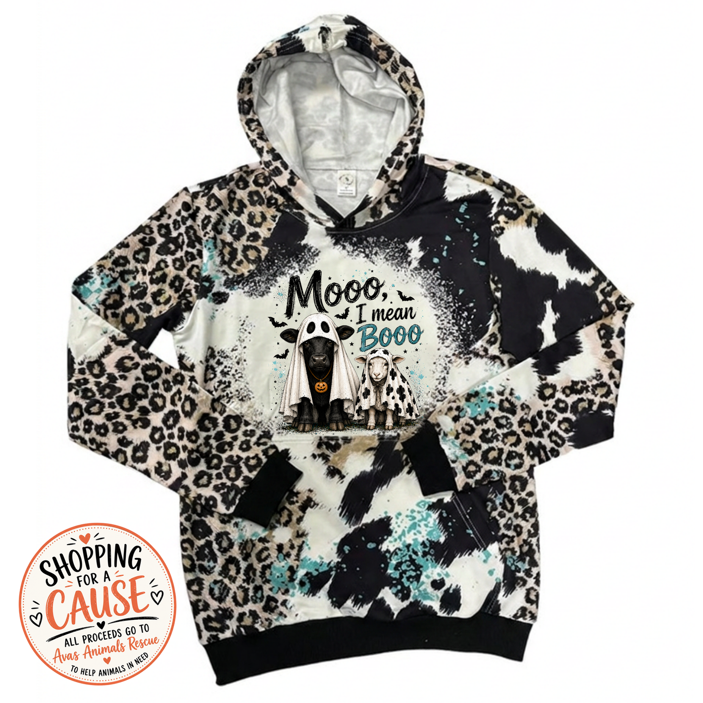 Moo I Mean Boo Printed Hoodie