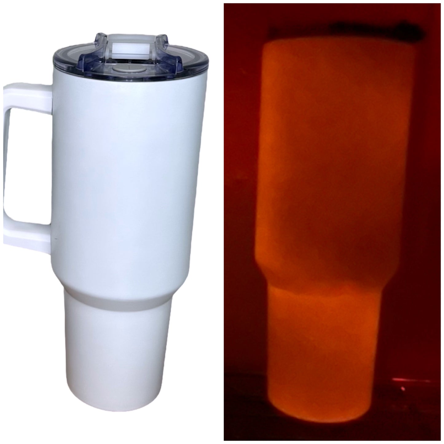 Glow Orangey/Red 40 oz w/ Handle Sublimation and New Lids