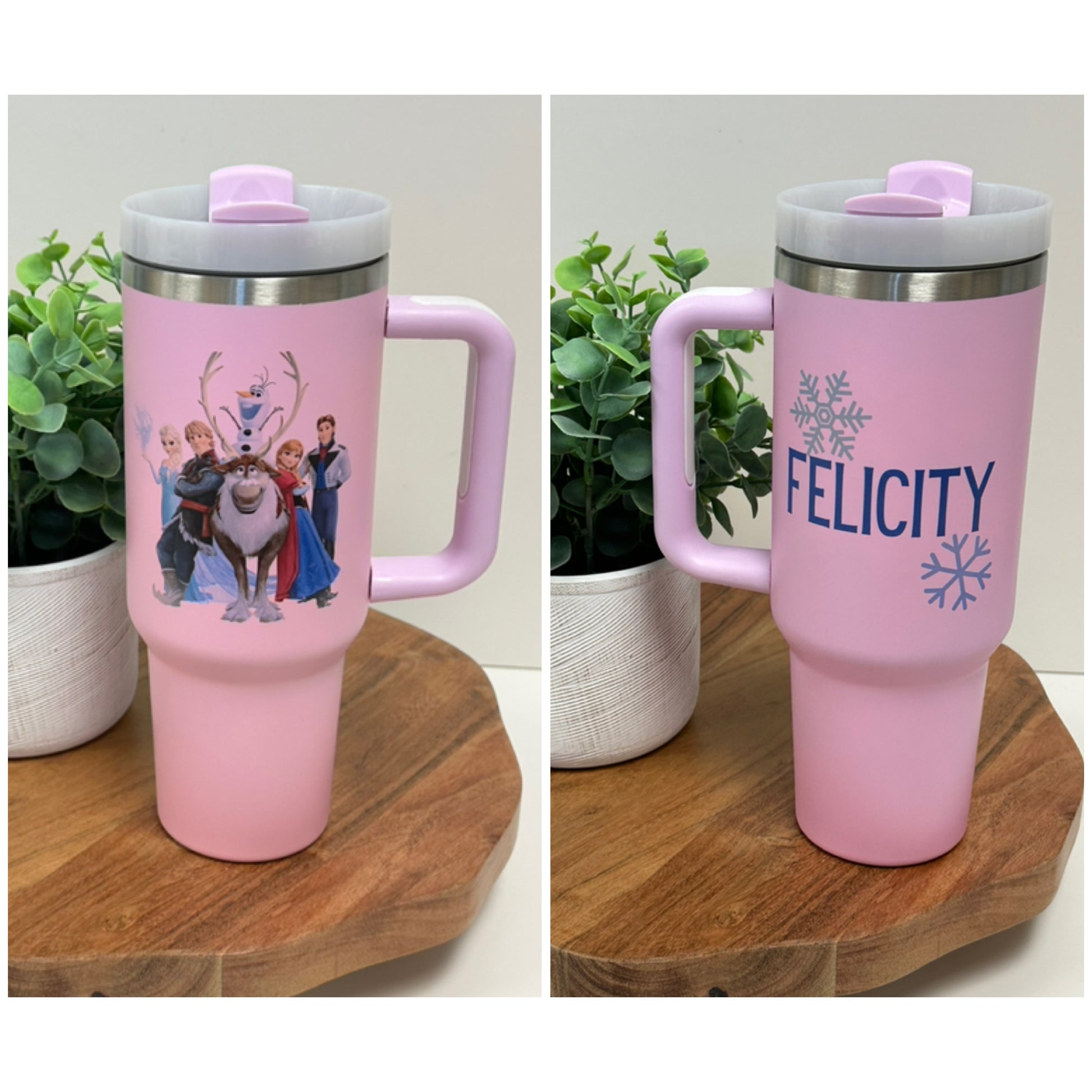 40oz Blush Pink Matte Tumbler With Handle and Straw, 40oz Travel