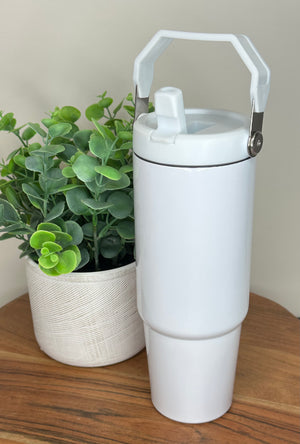 30 oz Swing Handle Lid Sublimation Tumbler