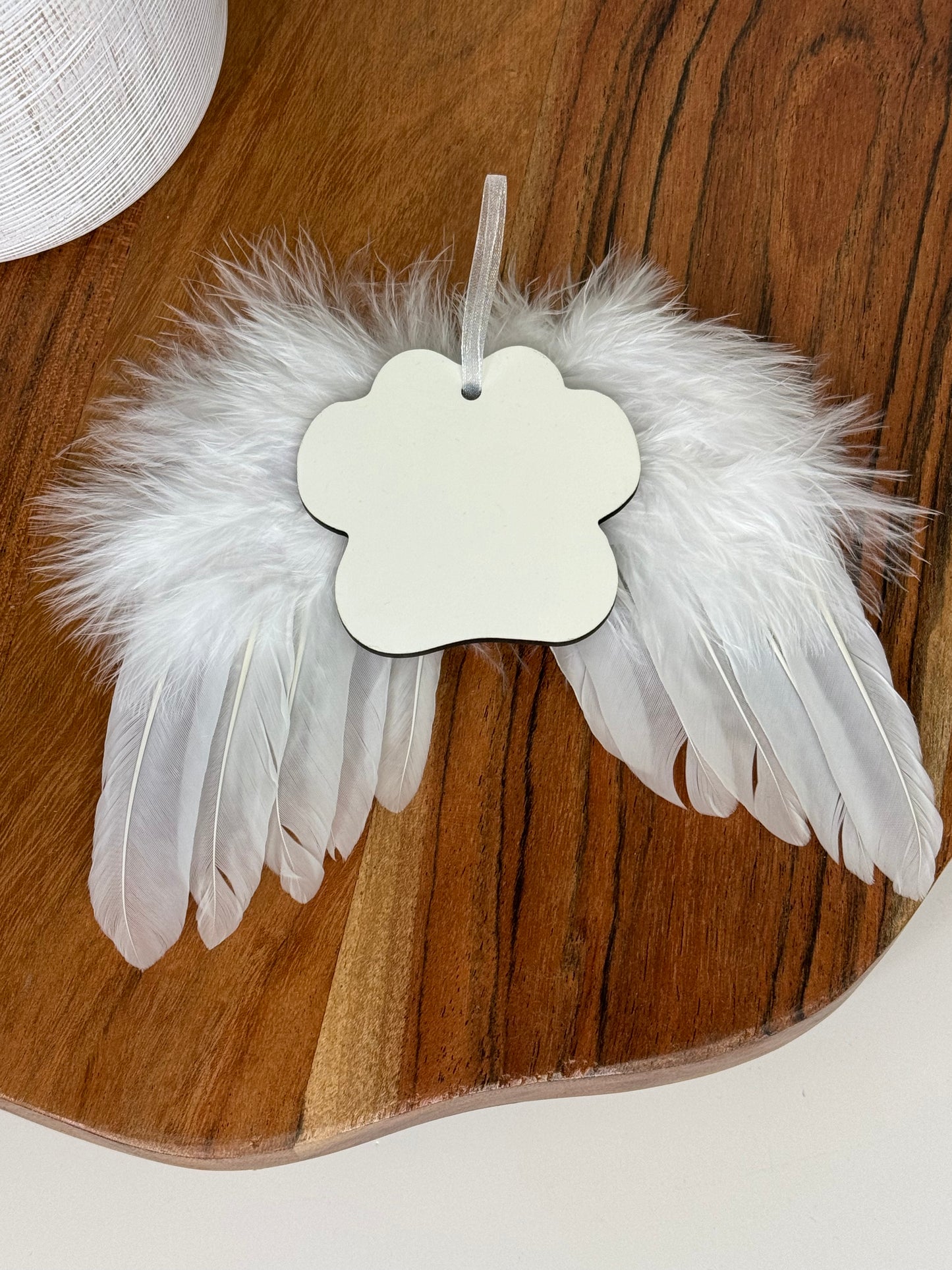 Feathered Angel Wings With Paw MDF Disc Ornament