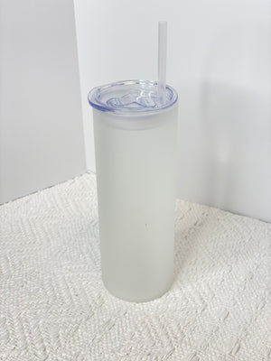 Case Deal! 25 Oz Frosted Glass Tumbler W/ Clear Slide Lid!