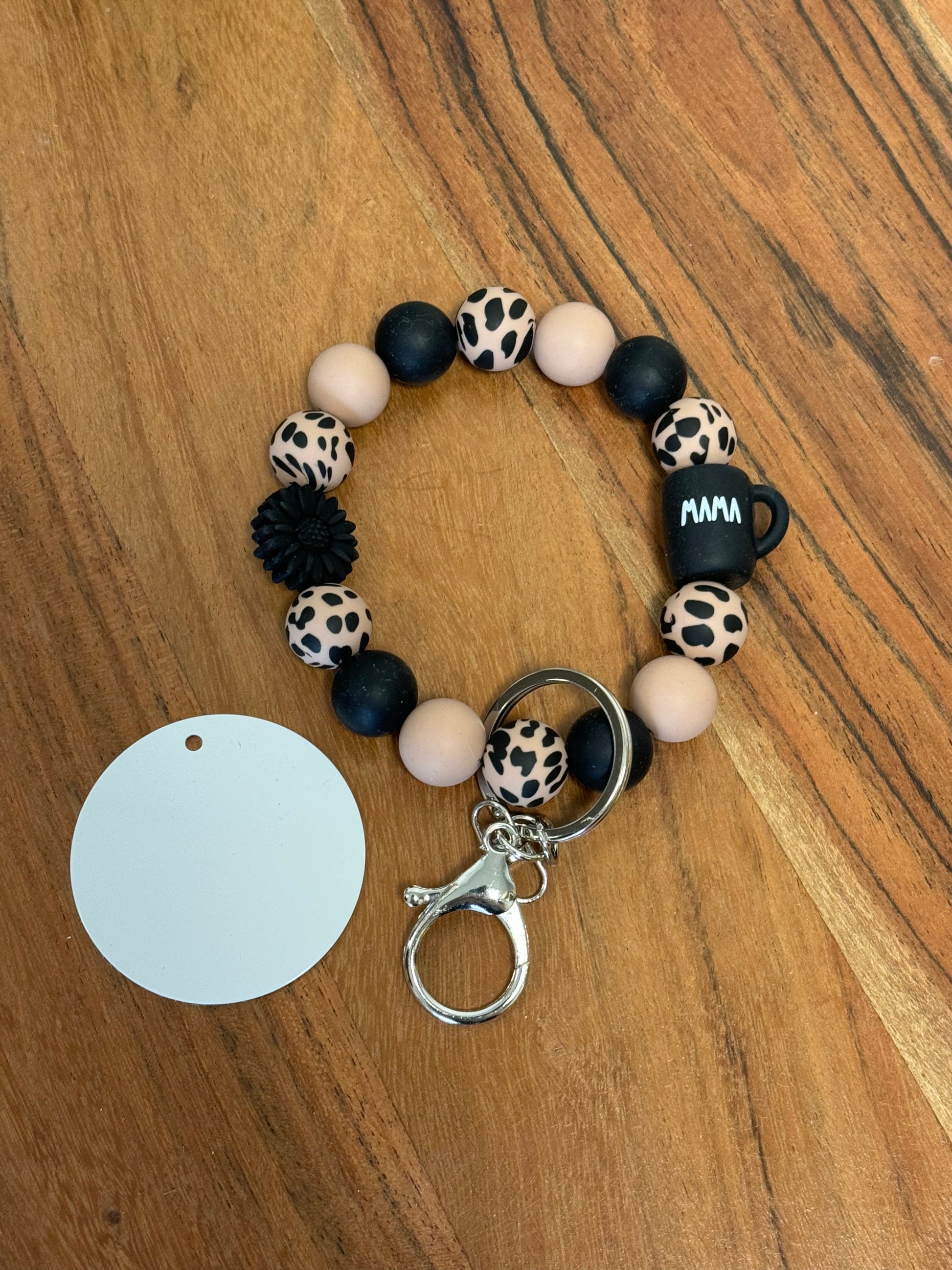 Mama Needs Coffee Bracelet KeyChain W/ Aluminum Disc