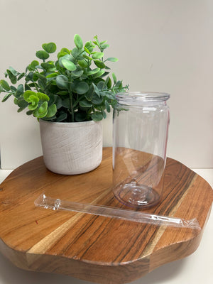 Clear 16 Oz Plastic Can