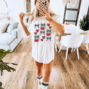 Checkered Bows, Cherries & Hearts