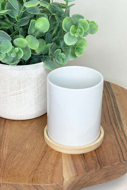 sublimation plant pot Flower Pot/Pencil Holder with Bamboo Tray for Sublimation