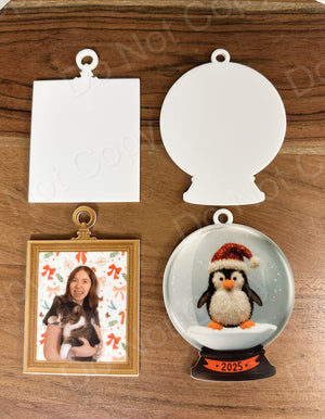 Gold Frame & Snow Globe Ornaments