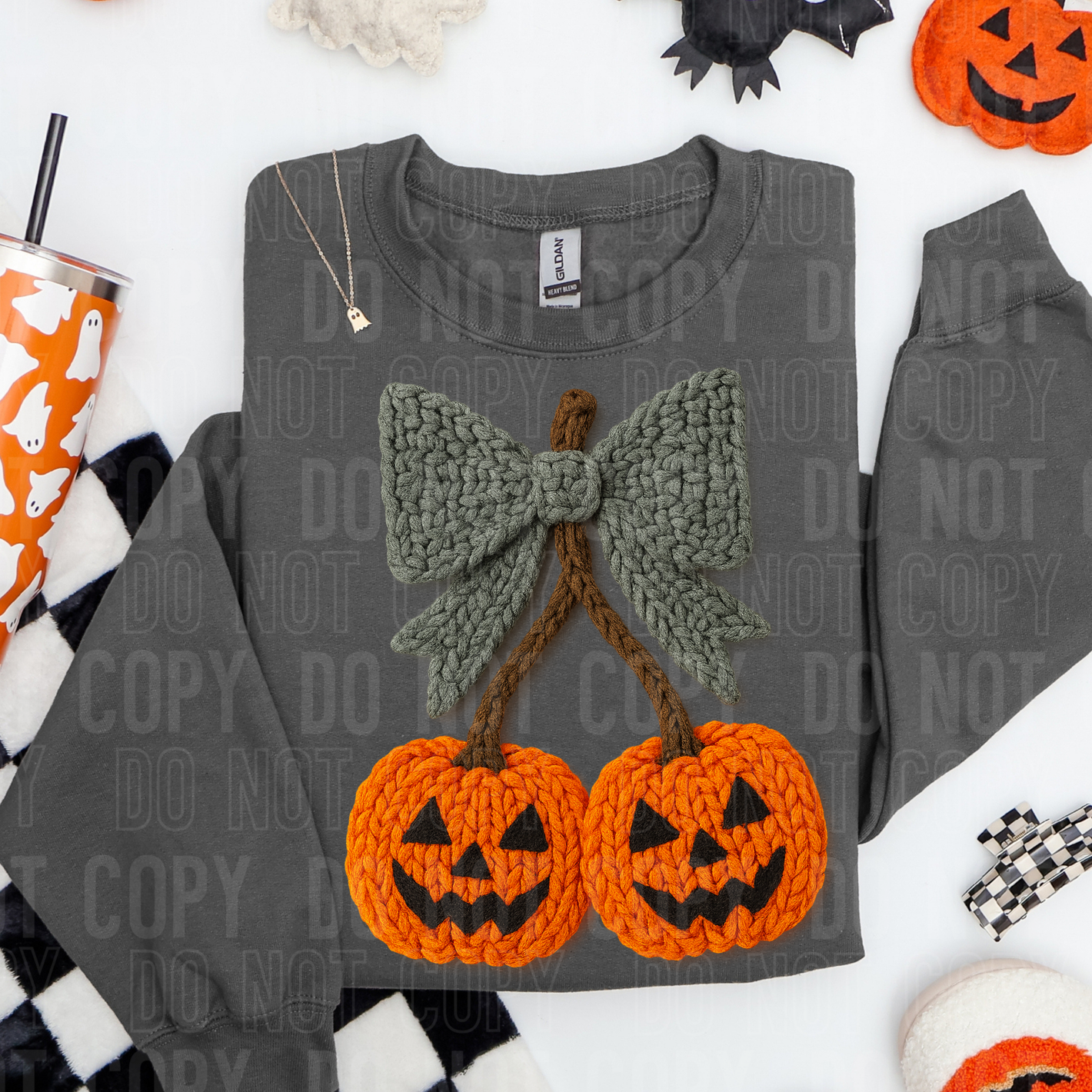 Jack O Lantern Bow Faux Yarn