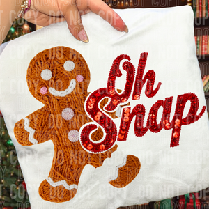 Oh Snap Gingerbread Faux Emrboidery & Sequins
