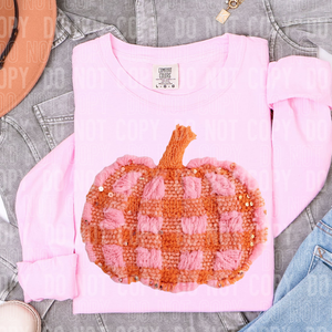 Pink and Orange Pumpkin Faux Yarn