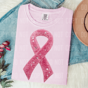 Pink Cancer Ribbon Faux Yarn