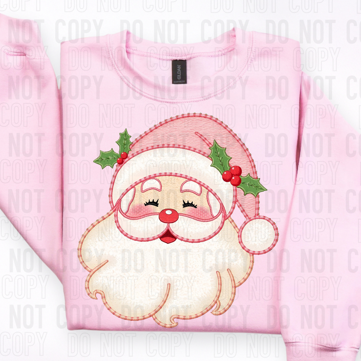 Pink Santa Faux Embroidery