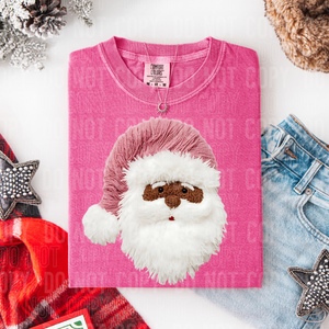 Pink Santa Darker Skin Faux Yarn