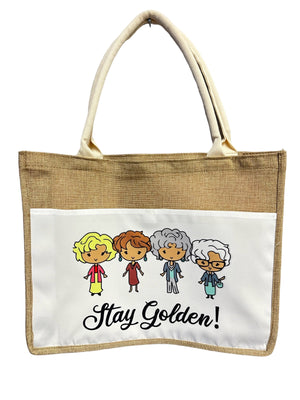 Burlap and White Sublimation Tote Bag