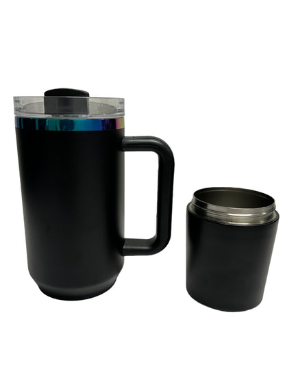 Storage 40 oz w/ Handle Black Powdercoat with Rainbow Underlay