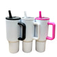 Flip Up Straw White 40 oz Sublimation Tumblers w/ Colored Handle and Lid