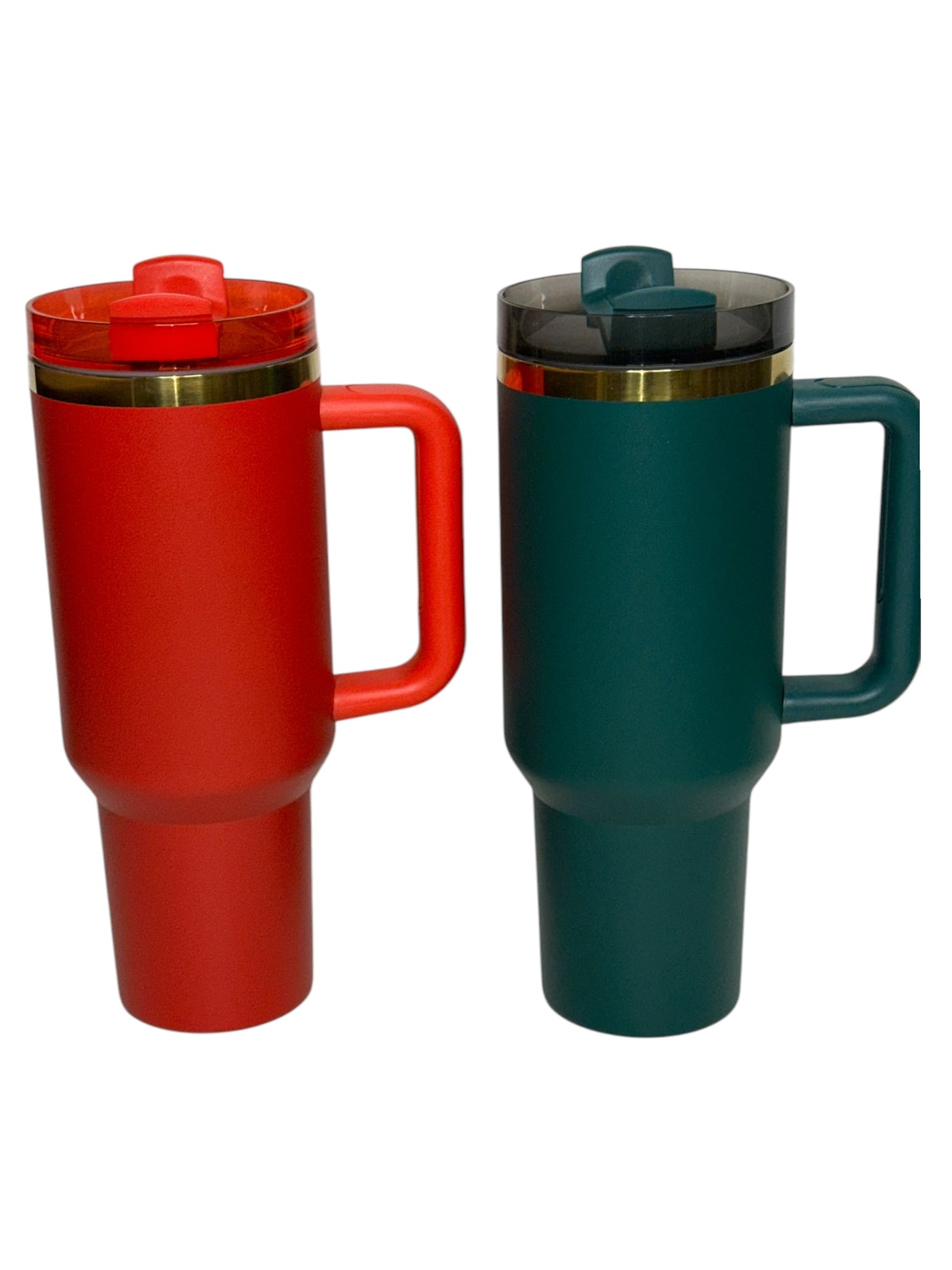 Powder Coat Christmas Gold Underlay 40 oz w/ Handle Tumbler