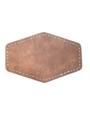 Badge Shape Leather Sublimation Hat Patch Brown