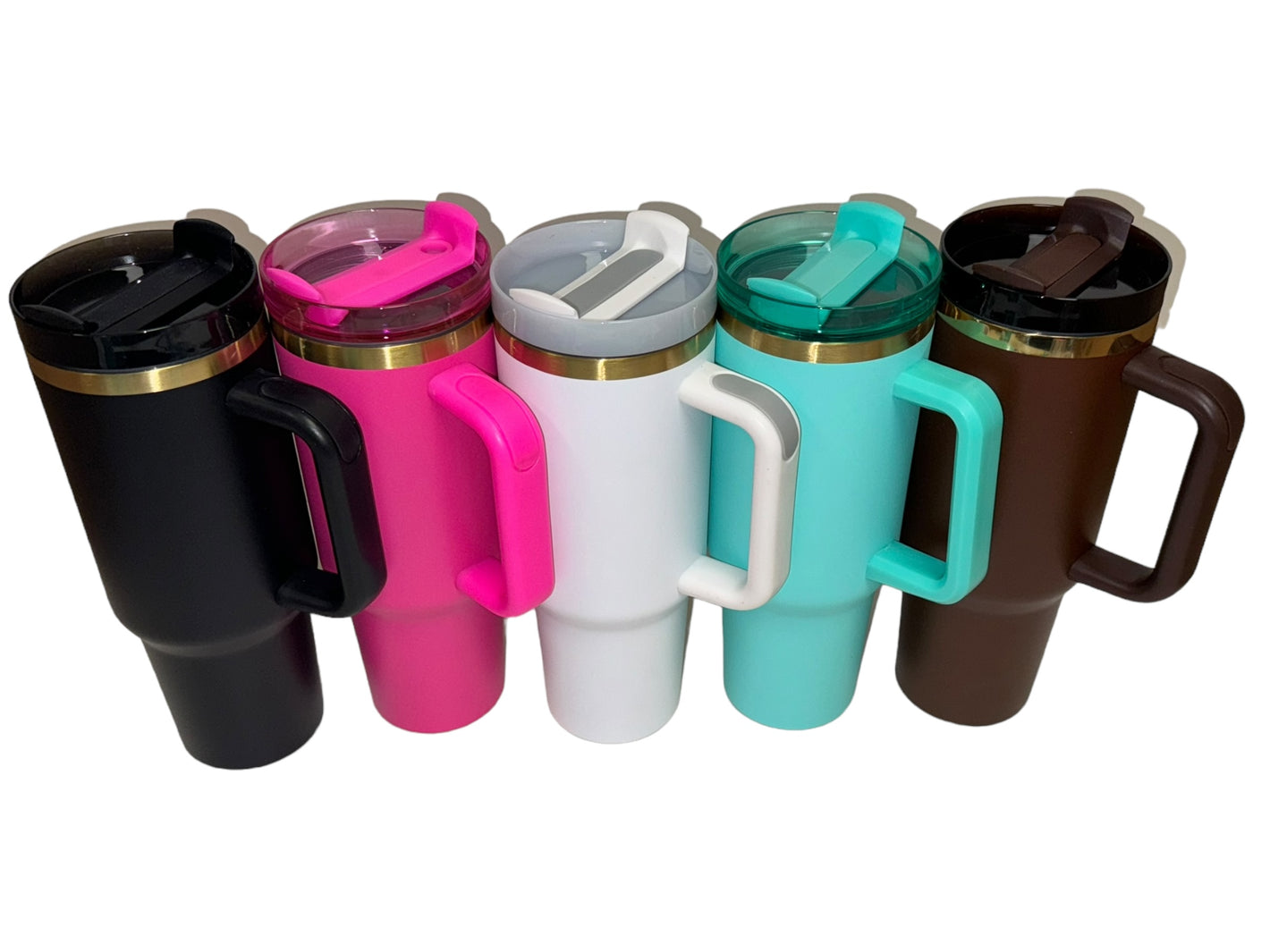 Gold Underlay Powder Coat 40 oz w/ V2 Handle Tumblers