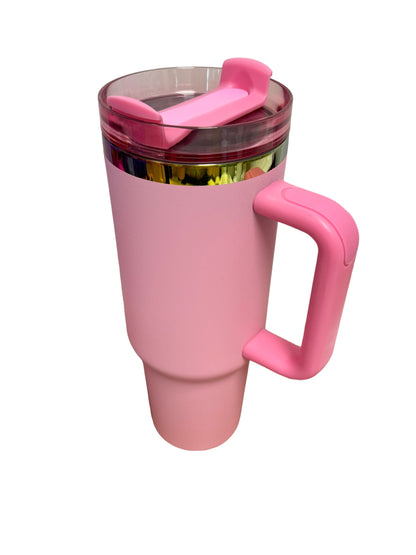 Rainbow Underlay Powder Coat 40 oz w/ V2 Silicone Insert Handle Tumblers