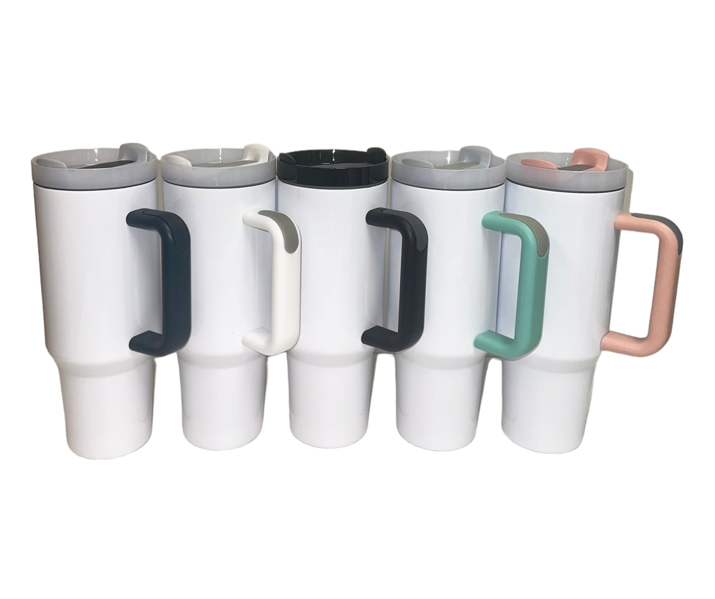 Sublimation White 40 oz w/ Color Handle and V2 Lids
