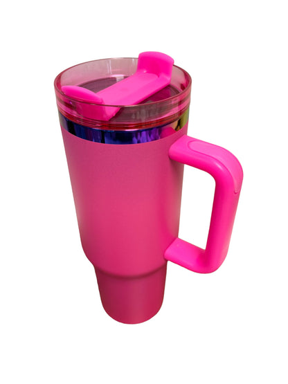 Rainbow Underlay Powder Coat 40 oz w/ V2 Silicone Insert Handle Tumblers
