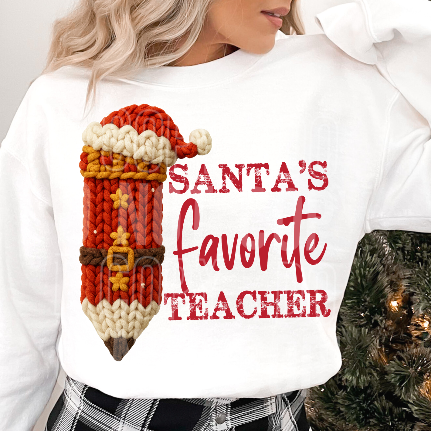 Santas Favorite Teacher Faux Yarn