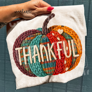 Thankful Plaid Pumpkin Faux Yarn
