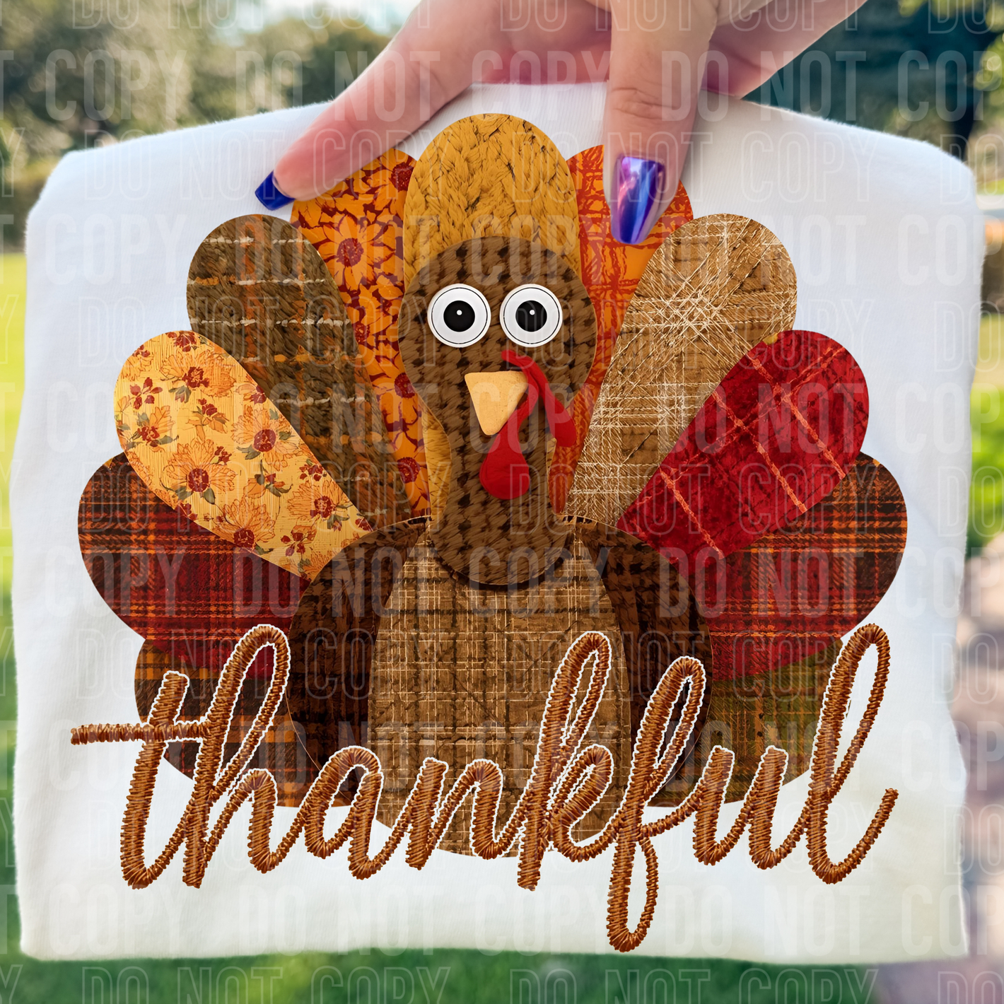 Thankful Turkey Faux Embroidery