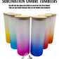 Ombre Colored 25 Oz Frosted Glass Tumbler w/ Bamboo Lid