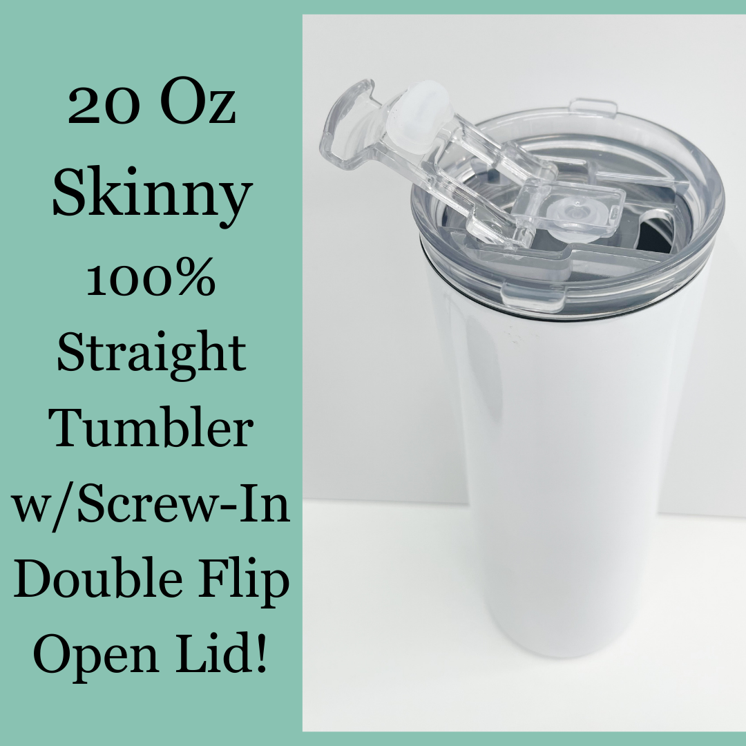 DFL 20 Oz Skinny Straight Tumbler w/ Screw-In Double Flip Lid