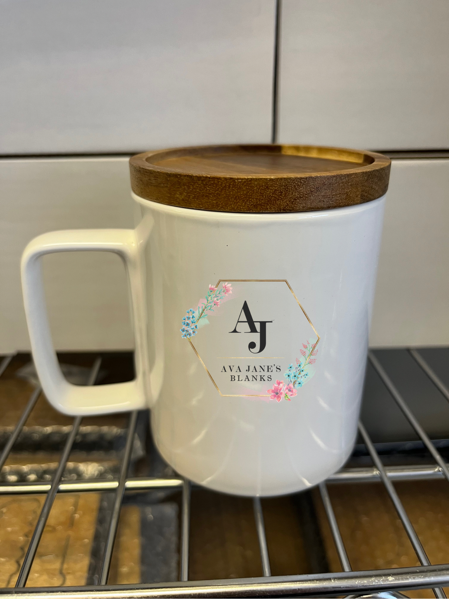 15 Oz Mug with Acacia Wood Lid/Coaster