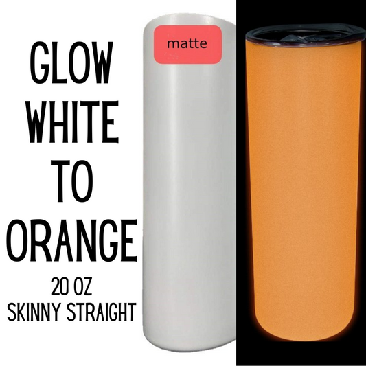Glow White to Orange 20 Oz Skinny Straight Tumbler