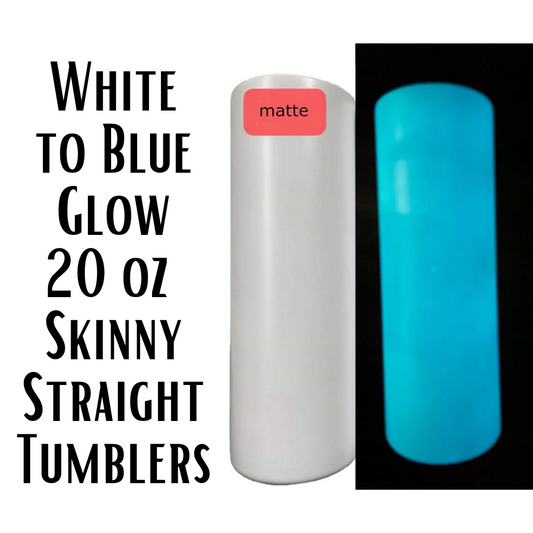 Glow White to Blue 20 Oz Skinny Straight Tumbler