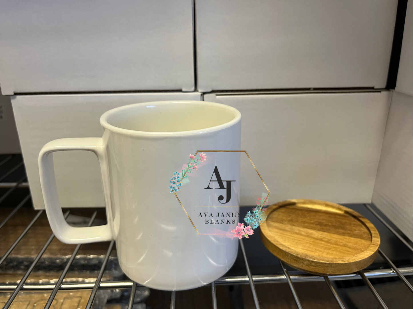 15 Oz Mug with Acacia Wood Lid/Coaster