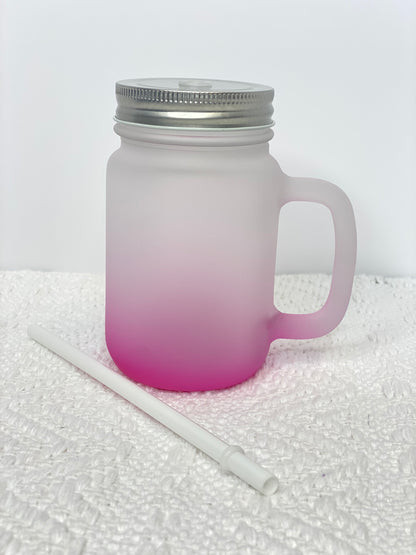 Ombre Glass Mason Jars w/ Handle