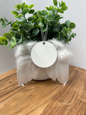 Feathered Angel Wings With Circle MDF Disc Ornament
