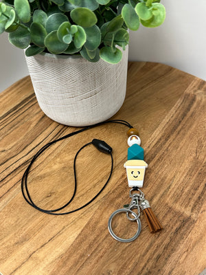Coffee Lanyard with Silicone Beads