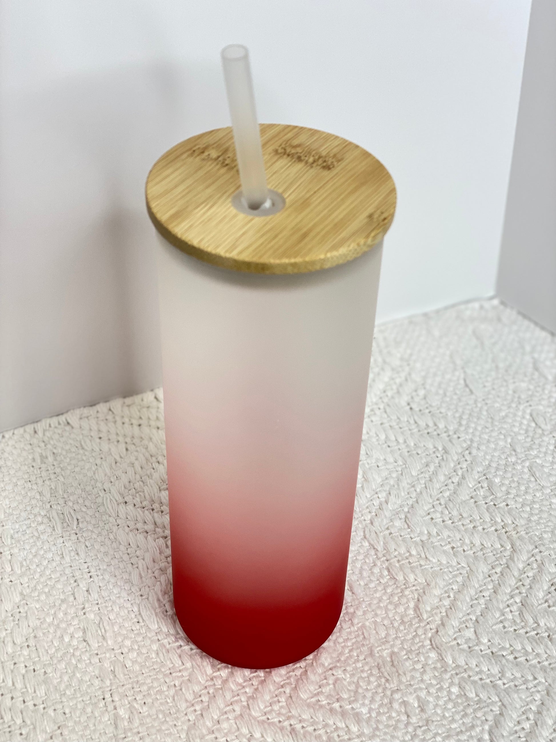 Strawberry Can Glass Cup w/Bamboo Lid & Straw