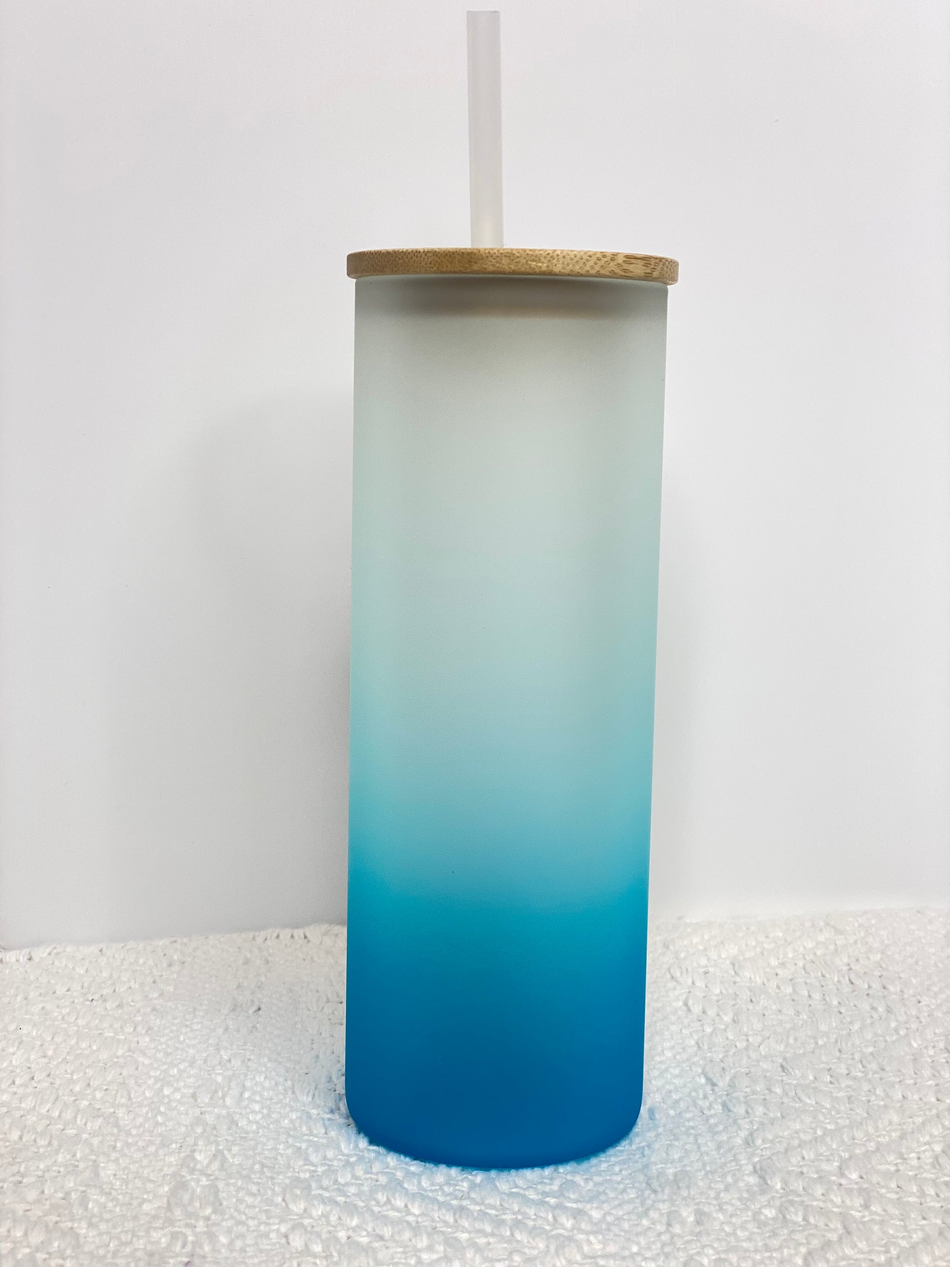 20oz Ombre Frosted Glass Tumbler w/Bamboo Lid | Skinny | Sublimation |  Clearance