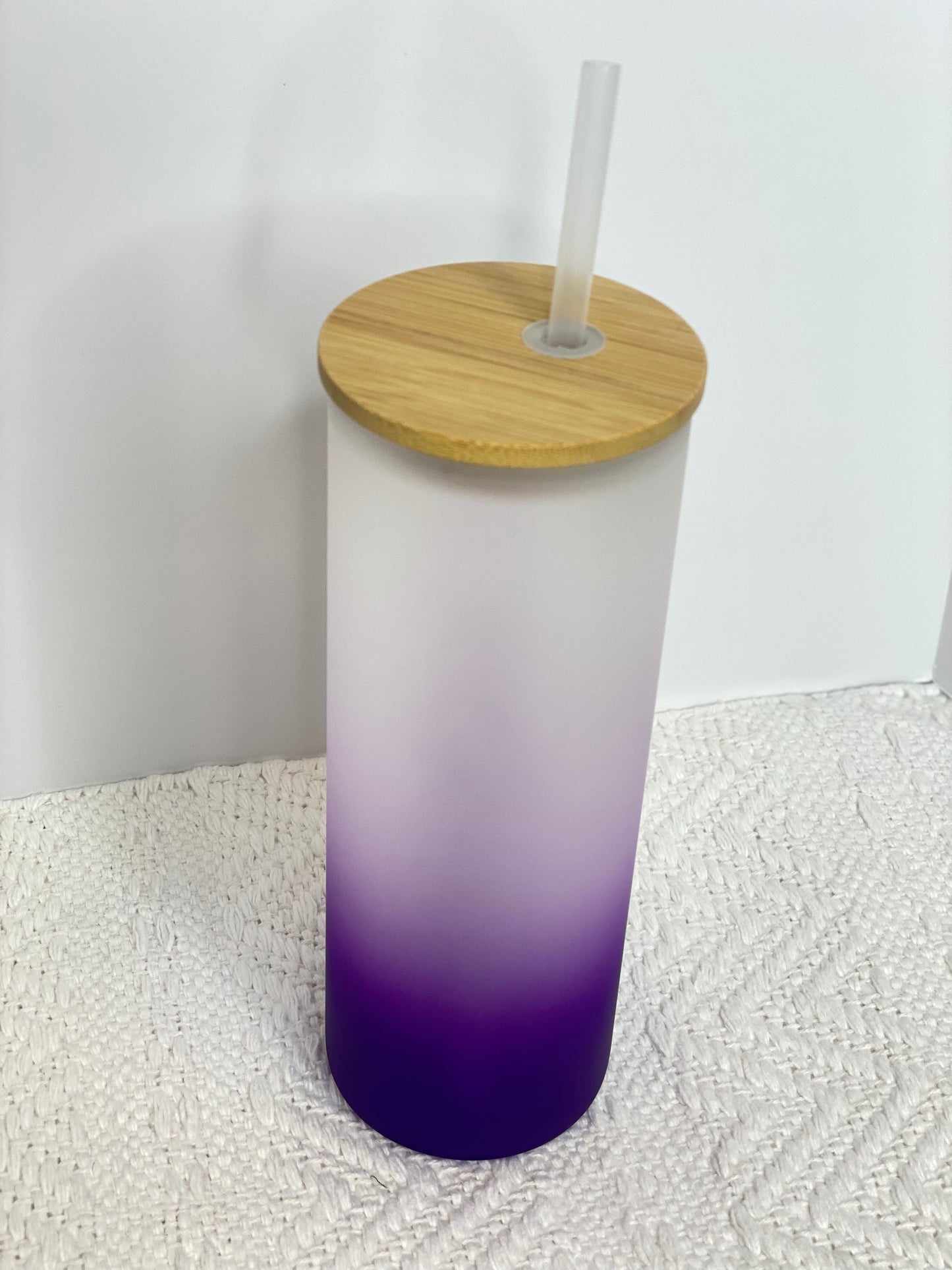 19oz Glass Tumbler with Sleeve and Straw (Purple)