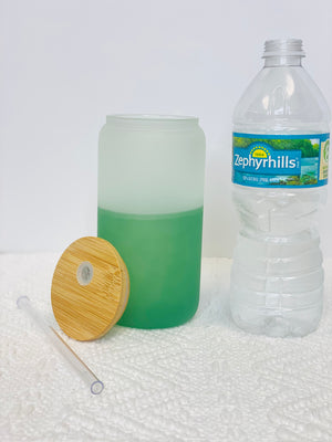 Cold Color Change 16 Oz Frosted Glass Cans w/ Bamboo Lid
