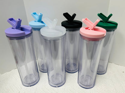 Snow Globe 20 oz Flip Top Water Bottles - W/ PreDrilled Hole and Plug!