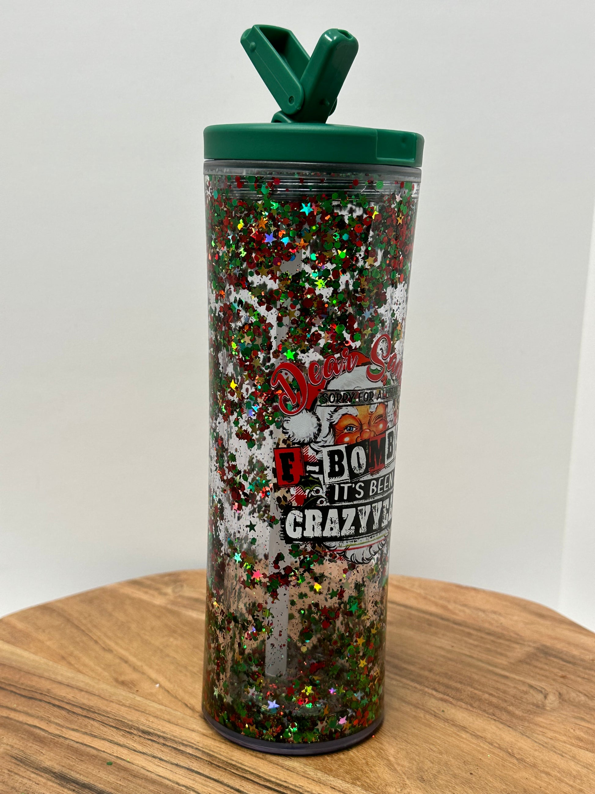 NEW Snow Globe SUBLIMATION Glass Tumbler 20 Oz w/ Bamboo Lid AND Plug!