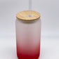 Ombre Colored 16 Oz Frosted Glass Cans w/ Bamboo Lid