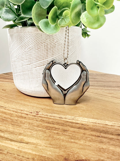 Hands Holding Heart Hanging Photo Charm