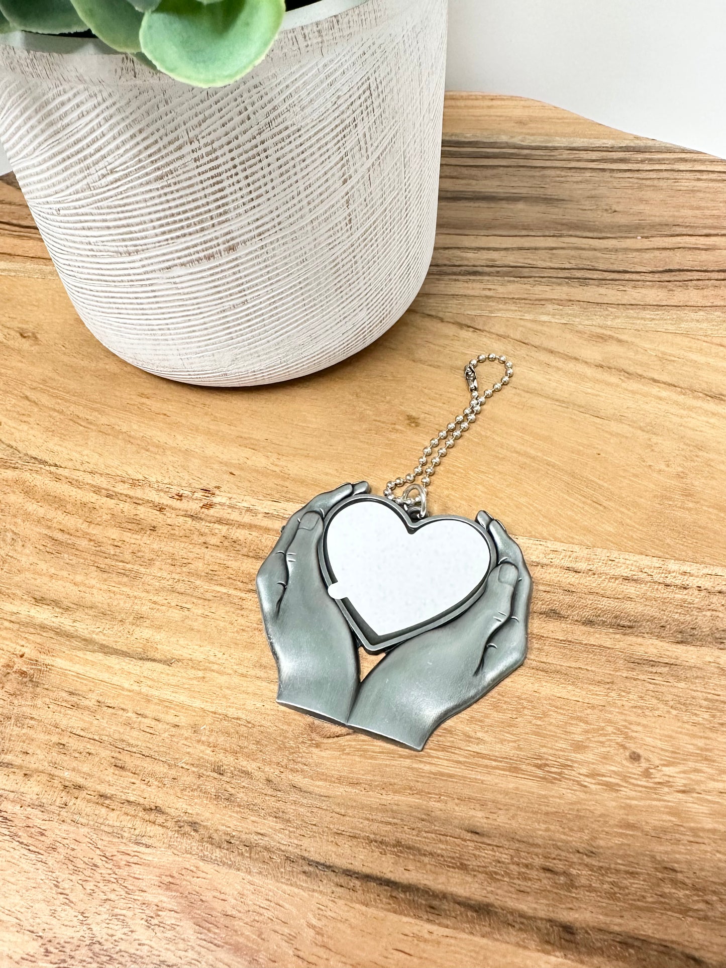 Hands Holding Heart Hanging Photo Charm
